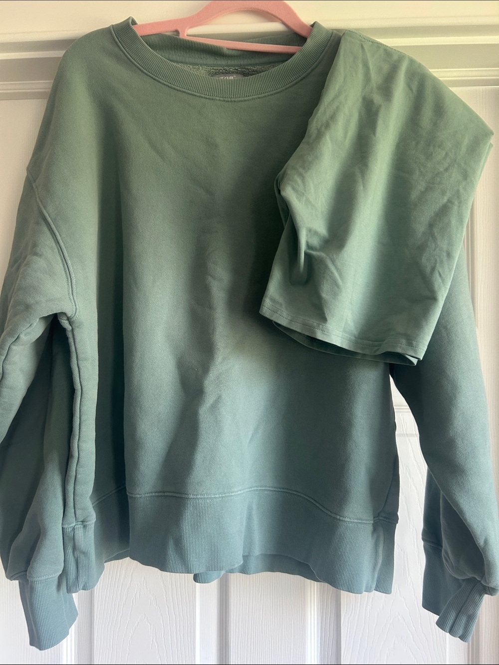 TNA Sage Green Crewneck Sweatshirt with bonus matching bike shorts